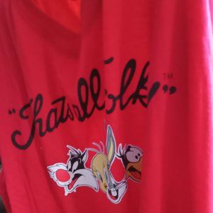 3/$24 Junior Women's Shirt Red - Looney Tunes - That's All Folks - Large (11-13)